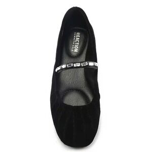 Kenneth Cole Reaction Eimar Black Velvet Crystal Mary Jane Ballet Flats 8.5 NEW